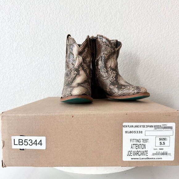 Lane PLAIN JANE Womens Short Cowboy Boots 5.5 Cowgirl Western Brown Animal Print - Picture 10 of 11